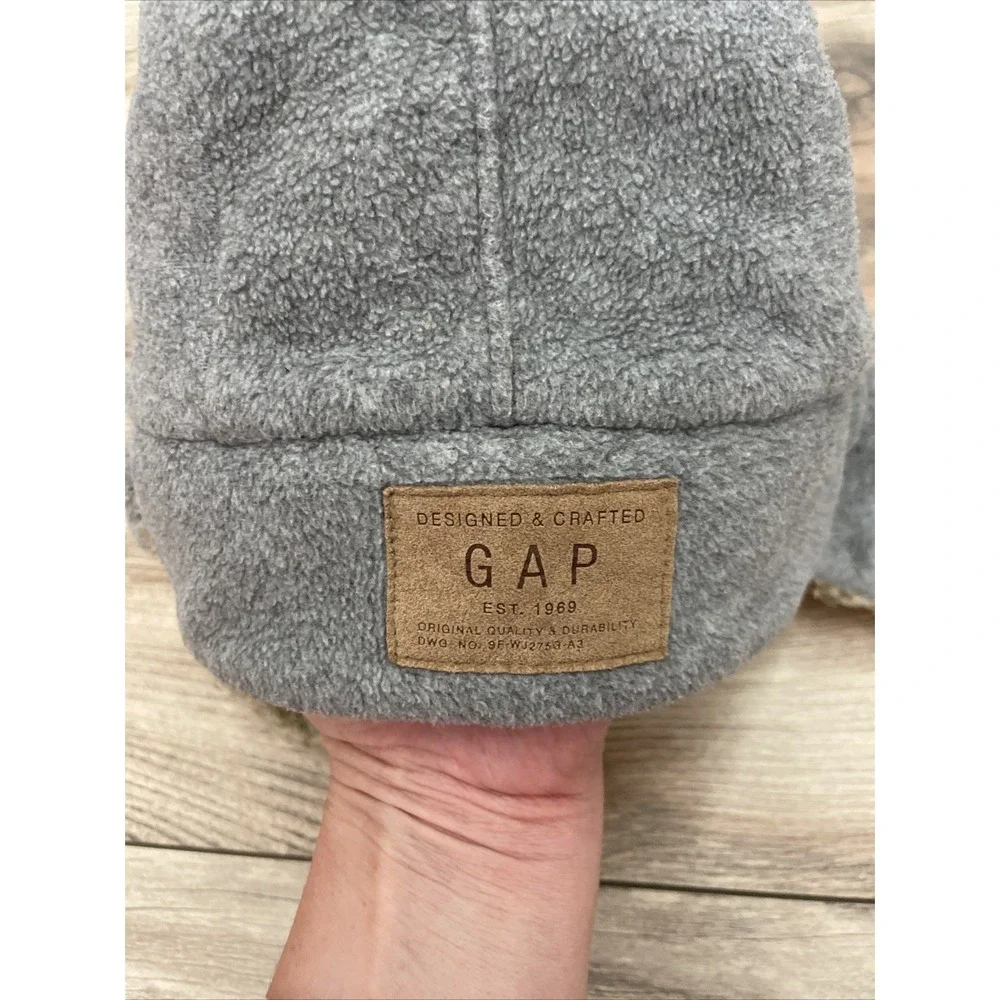 Gap Kids Toddler Boy Gray Fleece Trapper Hat Faux Fur L/XL 54-56cm